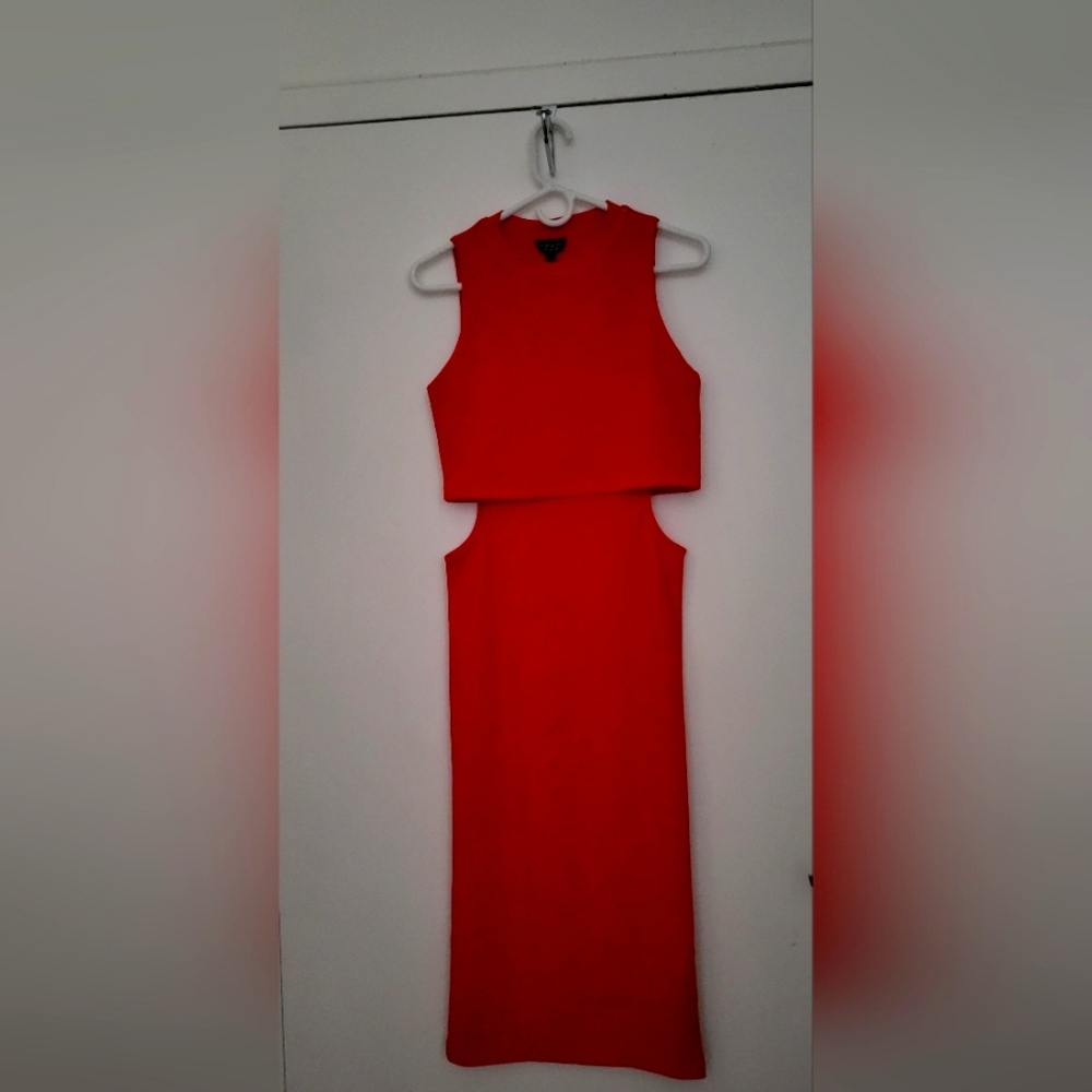 Top Shop Bodycon Red Cutout Dress. Size 6